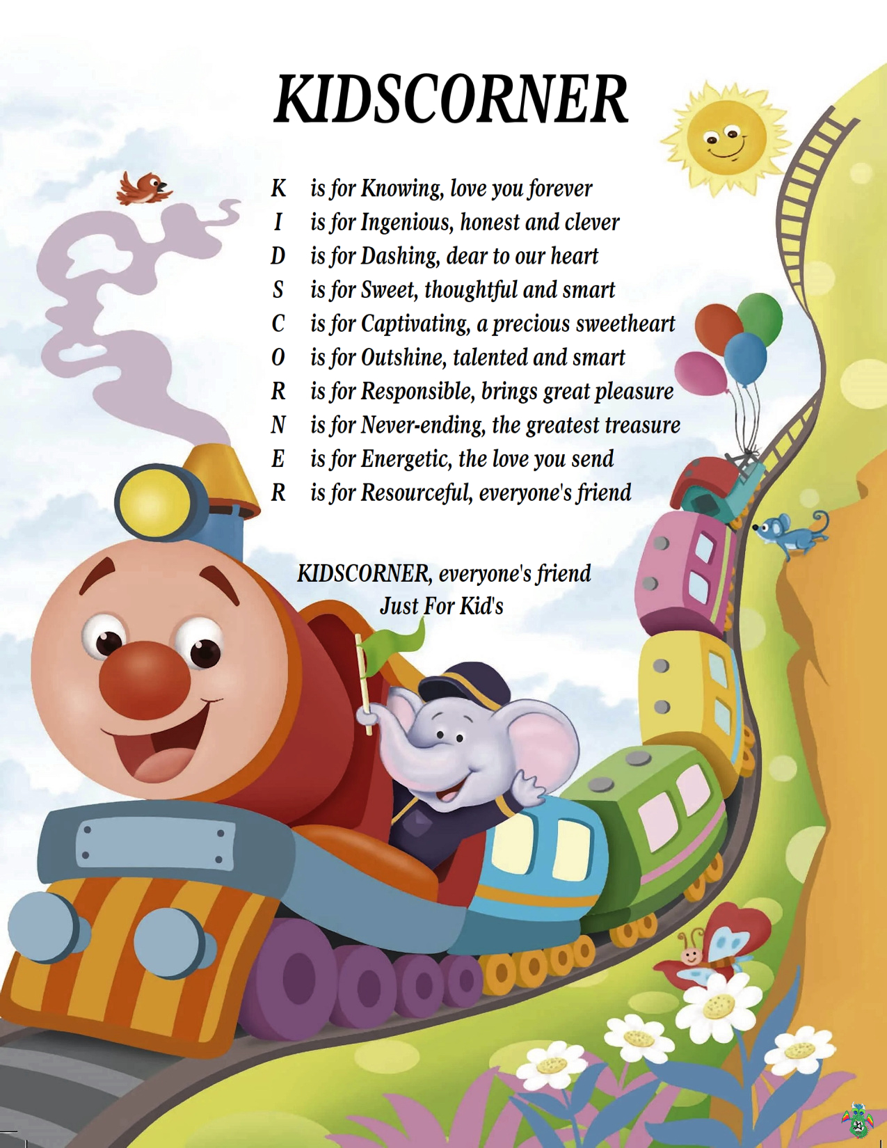 Kid's Corner Circus Train Child Name Poem