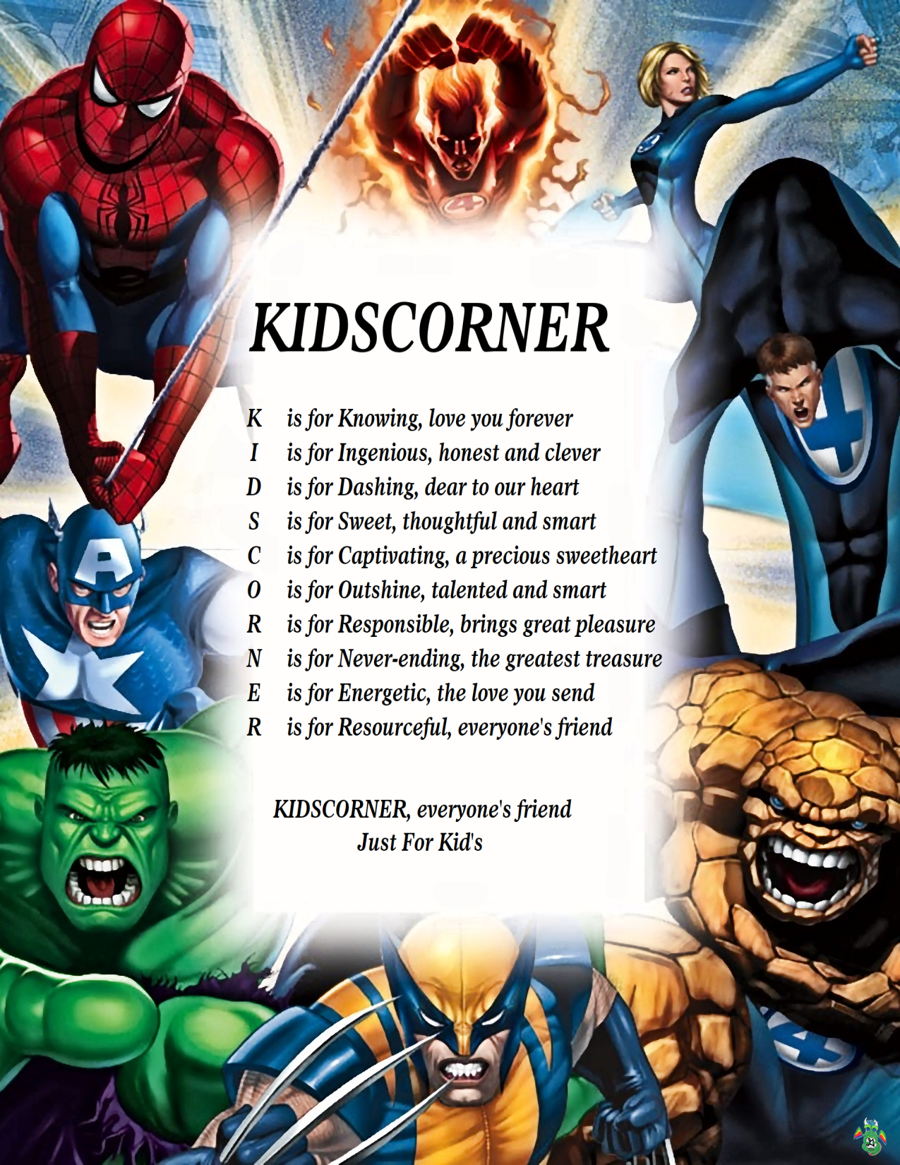 Kid's Corner Fantastic Four Child Name Poem