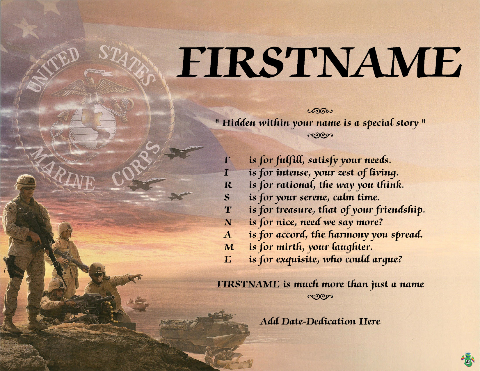 FIRST NAME POEM STORY Always A Marine