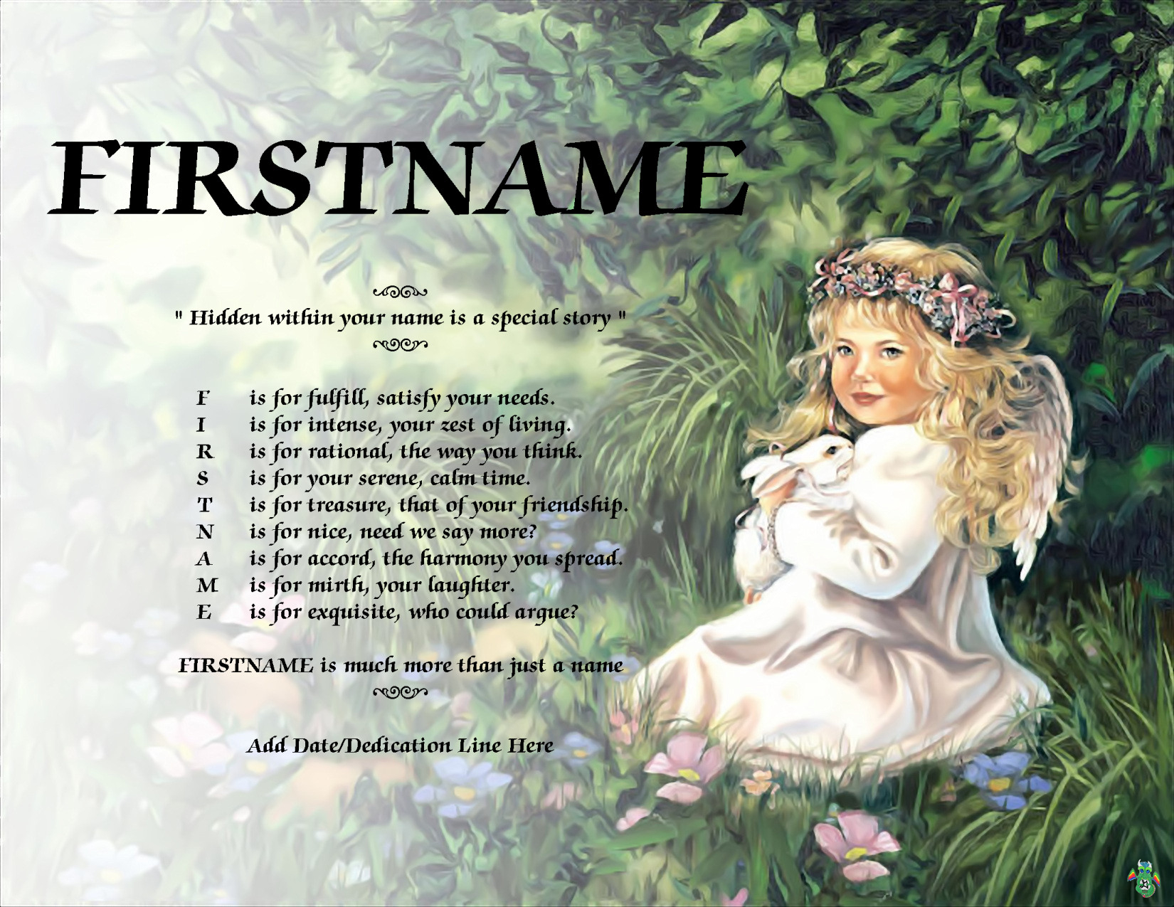 FIRST NAME POEM STORY Angel Blessings I